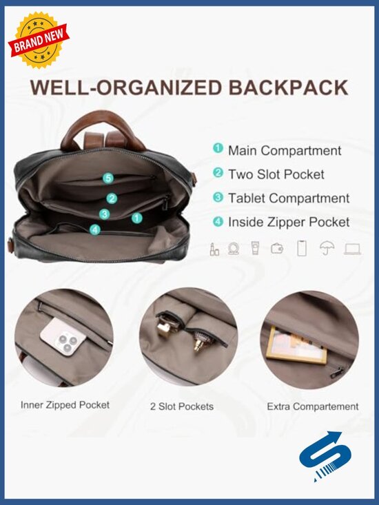 Large Vegan Leather Backpack Purse with Wallet Pouch Set Convertible Handbag